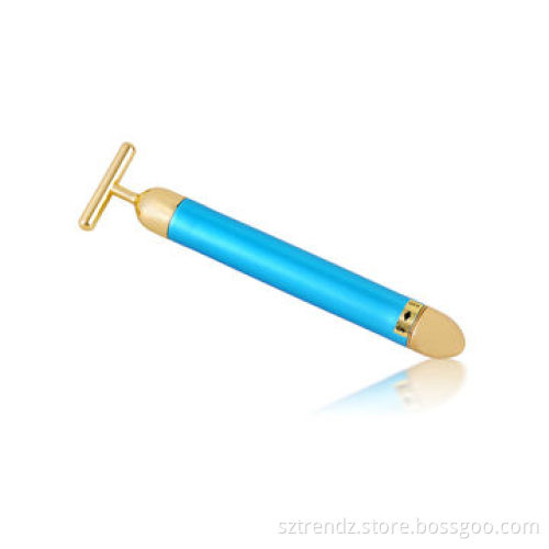 Portable Face Massager for Face Lifting/Slimming, Vibration and Gold-plated Head, Waterproof